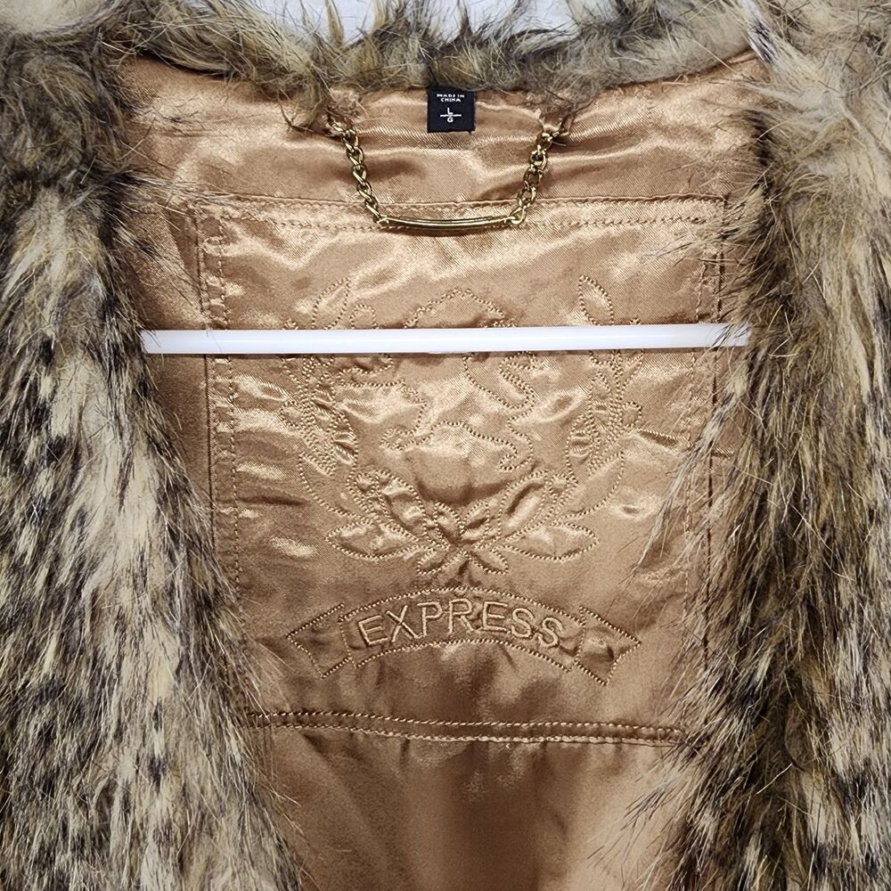 Express Faux Fur Vest in Brown and Tan - Picture 3 of 7